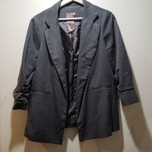 3/4 sleeve charcoal blazer with ruching